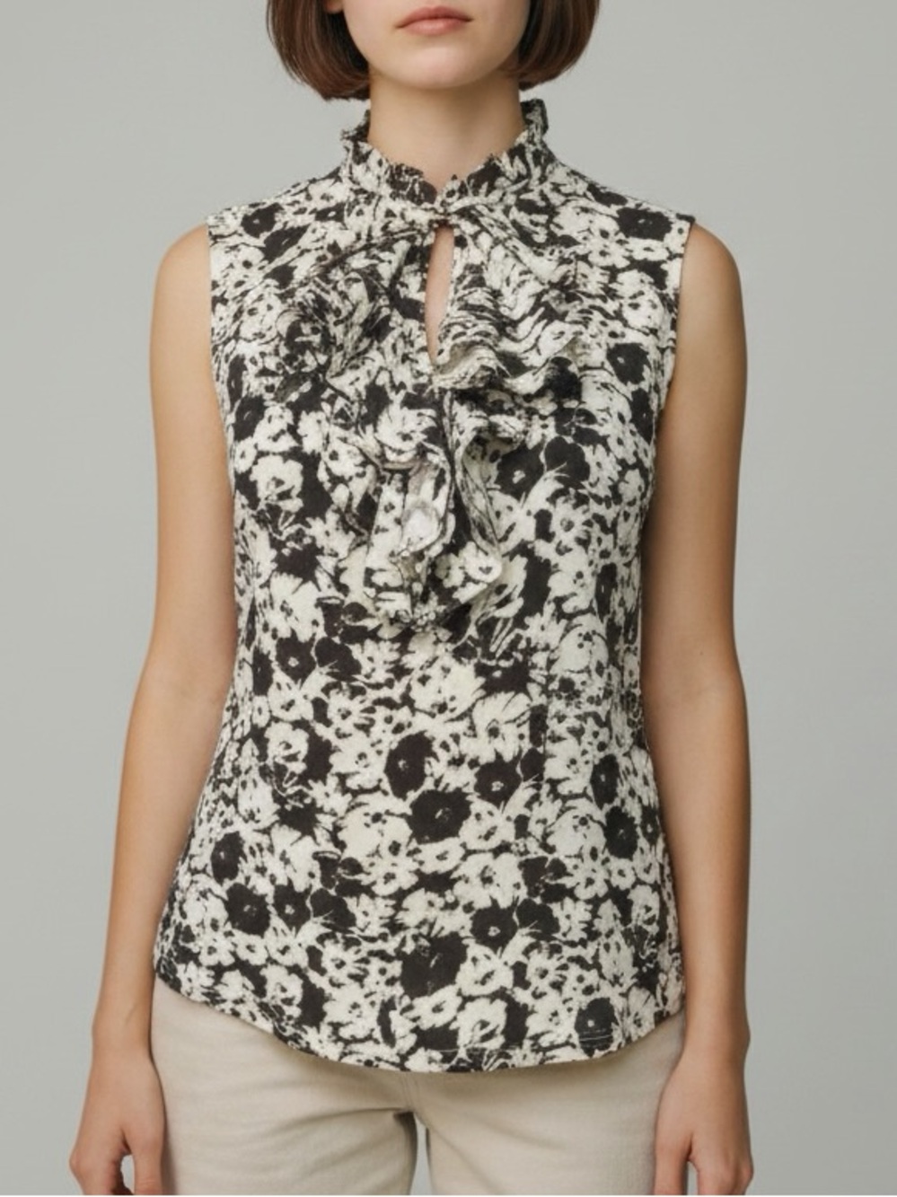 Lauren Ralph Lauren Ruffle Floral Sleeveless Blouse